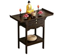 Table d'autel en bois avec tiroir de rangement, construction robuste, pieds renforcés, dessus plus large, armoire sanctuaire pour culte des ancêtres (33 x 50 x 100 cm)