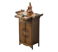 Table d'autel Extensible en Bois, Banc de Rangement for méditation et prière, Meuble de Pooja Chinois, présentoir for autel Bouddhiste(80cm)