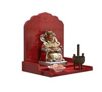 Table d'autel Murale en Bois for Bouddha, étagère de méditation, Style Chinois, Guan Gong, Dieu de la Richesse, sanctuaire, Niche de prière, présentoir d'encens(Rot,43x37x42cm)