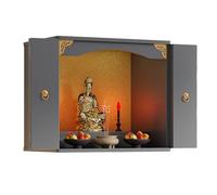 Table d'autel Murale en Bois for sanctuaire de Bouddha, étagère d'offrande de méditation Chinoise avec Support Triangulaire for Le culte à Domicile(Gray,40cm)