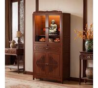 Table d'autel personnelle avec rangement et tiroir, table de méditation en bambou avec brûleur d'encens pour prières et divination