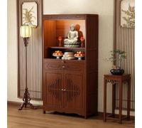 Table d'autel personnelle avec rangement et tiroir, table de méditation en bambou avec brûleur d'encens pour prières et divination