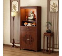 Table d'autel personnelle avec rangement et tiroir, table de méditation en bambou avec brûleur d'encens pour prières et divination