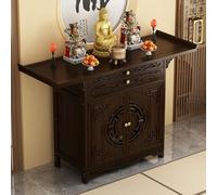 Table d'autel personnelle en bambou pour la maison, la méditation bouddhiste chinoise et autel d'encens, armoire Pooja avec statues de Guan Gong et Bouddha pour les offres de richesse