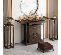 Table d'autel Pooja en Bois Massif, étagère de méditation spirituelle avec Portes de Rangement et tiroirs for Exposer des Objets sacrés(100cm)