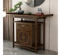 Table d'autel pour ancêtres, table de méditation en bambou avec cabinet de rangement, table de prière Sturdy Table debout offrant pour l'autel de Bouddha, finition noyer(140x40x100cm/55.1x15.7x39.3in)