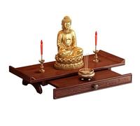 Table d'autel pour sanctuaire bouddhiste - Statue de Bouddha - Support mural en bambou - Table de méditation - Économie d'espace - Étagère dieu Guanyin avec plaque de traction télescopique - Table de