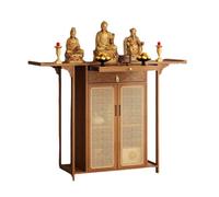 Table d'autel rétro en Bambou avec Rangement et Sculpture sur Nuage propice, Meuble de méditation et de prière, Style Chinois, for la Maison, Le Temple, la Salle ancestrale(Brown,140cm/55in)