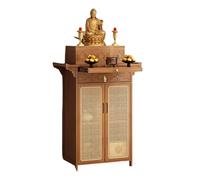 Table d'autel rétro en Bambou avec Rangement et Sculpture sur Nuage propice, Meuble de méditation et de prière, Style Chinois, for la Maison, Le Temple, la Salle ancestrale(Brown,80cm/31.5in)
