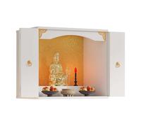 Table D'autels de Bouddha Murale pour Espace Sacré Étagère D'autels avec ou sans Porte Table de Méditation pour Le Culte à Domicile, Les Prières(White,50x40x60.1cm)
