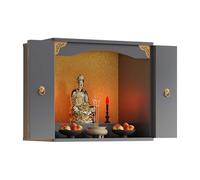 Table D'autels de Bouddha Murale pour Espace Sacré Étagère D'autels avec ou sans Porte Table de Méditation pour Le Culte à Domicile, Les Prières(Gray,50x40x60.1cm)