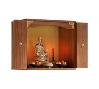 Table D'autels de Bouddha Murale pour Espace Sacré Étagère D'autels avec ou sans Porte Table de Méditation pour Le Culte à Domicile, Les Prières(Brown,40x40x60.1cm)