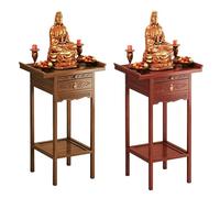 Table d'autels en Bois avec tiroir et étagère de Rangement Support de prière de méditation sculpté pour Statue de Bouddha Table de culte Domestique pour autels ancestral(Rosewood)