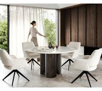 Table-de-à manger Adenza ronde 140 x 140 cm Marbre blanc Métal noir antique