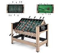 Table de Baby-Foot 2-en-1 Table de Billard COSTWAY-Design Pivotant-Poignées Antidérapantes-124 x 60,5 x 81 cm-2 à 4 Joueurs-8+ Ans