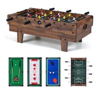 Table de Baby-foot 4 en 1 COSTWAY-Billard,Ping-Pong,Hockey-Accessoires Complets-Plateau Empilable-81 x 43 cm-Maison,Bar-Marron