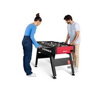 Hop-Sport Table de baby-foot Corner, table de football pour enfants et adultes, Baby-foot avec 3 ballons pour la maison, très stable et robuste, Noir-Rouge Rouge G