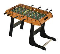 Table de baby-foot HOMCOM. Table de baby-foot pliable, dimensions 98 L x 42 l x 62 H cm. 2 ballons inclus dans la livraison. MDF imitation bois et noir