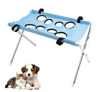 Table de Bain pour Chat Pliable avec Pieds en Métal, Hamac de Toilettage en Maille Noire à 8 Trous, Table de Soins Multi-Fonction pour Petits Chiens et Chats à la Maison