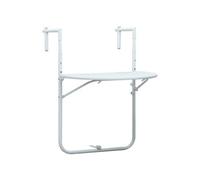 Table De Balcon Blanc 60x64x83,5 Cm Plastique Aspect De Rotin Blanc
