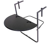 Table de balcon en rotin anthracite, 60 x 63 cm, table pliante en hauteur, table de balcon pliante