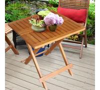 Table de bistrot extérieure bois acacia huilé marron jardin balcon terrasse meubles angulaire pliable