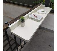 Table de balcon pliable à suspendre - 5 hauteurs réglables - Design mural peu encombrant pour terrasse, jardin et balustrade - Compacte, portable, facile à installer