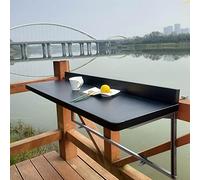 Table de balcon pliable réglable pour balustrade peu encombrante, table d'appoint d'extérieur avec 5 hauteurs, parfaite pour terrasses et balcons