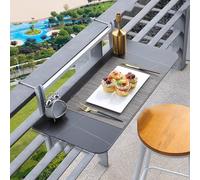 Table de balcon pliable réglable pour extérieur, facile à installer, table suspendue pour gars, patios et terrasses, gain de place, s'adapte à la plupart des classements