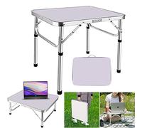 Table de Balcon Pliante 60x45cm, Guéridon Aluminium Blanc Hauteur Réglable, Petite Table Café Extérieur et Intérieur, Plateau MDF, Mobilier Pliable Portable pour Petit Déjeuner Lecture et Détente