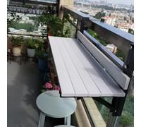 Table de balcon pliante - Bureau mural compact - 80 x 26 cm - Parfait pour patio, terrasse, petits espaces - Couleur blanche - Solution idéale pour économiser de l'espace