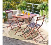 Table de balcon pliante GREENSBORO Acajou 2 places - Acier, Traitement anti-rouille renforcé Hespéride