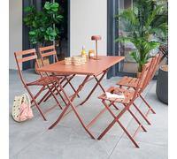 Table de balcon pliante GREENSBORO Acajou 4 places - Acier, Traitement anti-rouille renforcé Hespéride