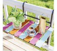 [en.casa] Table de Balcon Suspendue Rabattable Réglable en Hauteur Table Pliante Facile à Accrocher à la Balustrade Métal Bois de Pin 60 x 40 x 58 cm Noir Multicolore