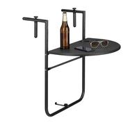 Table de balcon - Relaxdays - BASTIAN - Pliable - Rotin - Métal noir