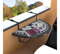 Table de balcon suspendue Demi-circulaire Noir et Blanc