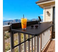 Table de Balcon Suspendue Pliante réglable en 5 Hauteur Table de Service Pliable Tabled'appoint Peu encombrante pour Une Utilisation en extérieur Charge 50 kg pour Terrasse Jardin(Black,100x40cm)