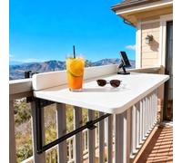 Table de Balcon Suspendue Pliante réglable en 5 Hauteur Table de Service Pliable Tabled'appoint Peu encombrante pour Une Utilisation en extérieur Charge 50 kg pour Terrasse Jardin(White,80x40cm)