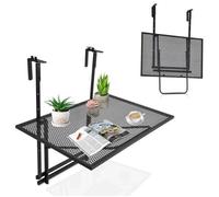 Table de Balcon Suspendue Pliante - RELAX4LIFE - en Fer Antirouille - Hauteur Réglable à 5 Niveaux 61,5-82,5CM - Charge 20KG - Noir