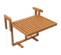 Table de balcon suspendue hauteur réglable dim. 68L x 65l x 40.5 -55H cm bois de sapin verni coloris teck Orange