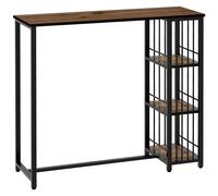 HomCom Table de bar haute mange-debout 3 étagères 120x40x105 cm acier noir/marron