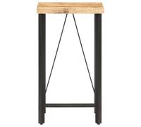 Table de bar 60x60x107 cm Bois de manguier cru avec pieds en fer enduit de | Design industriel, bois brut, base en fer stable, veinures uniques, cuisine et salle à manger
