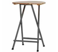 Table De BAR Ø78cm Bois de Pin Cadre Acier Carré Poudre-Enduit Pliable 110cm