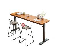 Table De Bar à Hauteur RéGlable - Bistrot Moderne avec Plateau en Bois ChêNe Et Pieds T MéTalliques Bureau Debout Style Industriel pour TéLéTravail, Cuisine Petits Espaces(Brown,140cm/55)