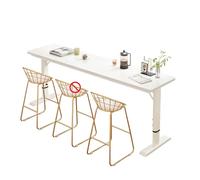 Table De Bar à Hauteur RéGlable - Bistrot Moderne avec Plateau en Bois ChêNe Et Pieds T MéTalliques Bureau Debout Style Industriel pour TéLéTravail, Cuisine Petits Espaces(White,160cm/63)