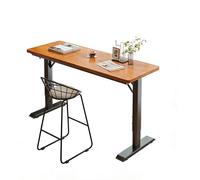 Table De Bar à Hauteur RéGlable - Bistrot Moderne avec Plateau en Bois ChêNe Et Pieds T MéTalliques Bureau Debout Style Industriel pour TéLéTravail, Cuisine Petits Espaces(Brown,100cm/39)