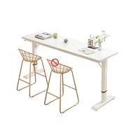 Table De Bar à Hauteur RéGlable - Bistrot Moderne avec Plateau en Bois ChêNe Et Pieds T MéTalliques Bureau Debout Style Industriel pour TéLéTravail, Cuisine Petits Espaces(White,120cm/47)