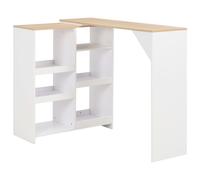 vidaXL Table de bar avec tablette amovible Blanc 138 x 40 x 120 cm