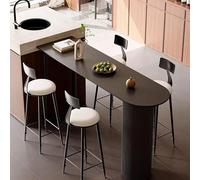 Table de bar asymétrique de 180 cm, plateau en pierre avec base rainurée, pour balcon ou terrasse, chaises non incluses (noir, 180 x 40 x 105 cm)