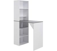 vidaXL Table de bar avec armoire 115x59x200 cm Blanc Contemporain